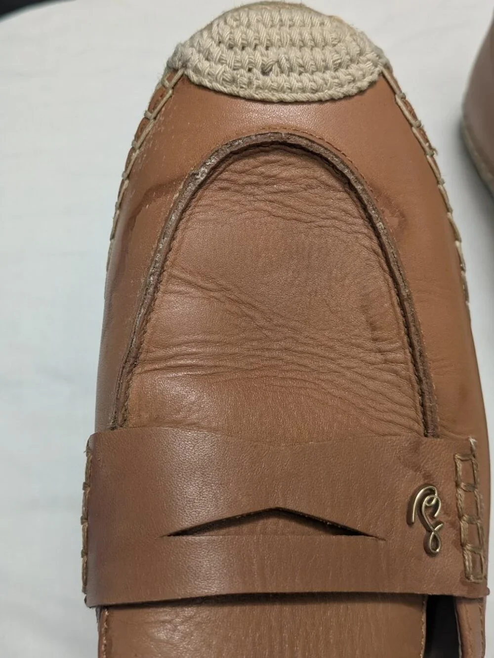 Sam Edelman Men's Tan Leather Espadrille Penny Loafers